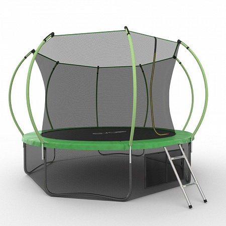 EVO JUMP Internal 12ft (Green) + Lower net. Батут с внутренней сеткой и лестницей, диаметр 12ft (зеленый) + нижняя сеть