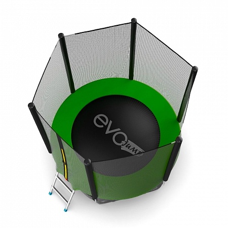 EVO JUMP External 6ft (Green) + Lower net. Батут с внешней сеткой и лестницей, диаметр 6ft (зеленый) + нижняя сеть