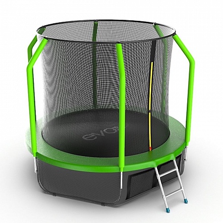 EVO JUMP Cosmo 8ft (Green) + Lower net. Батут с внутренней сеткой и лестницей, диаметр 8ft (зеленый) + нижняя сеть