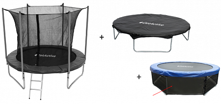 Батут GetActive Jump 10FT Inside черный с нижней сеткой и чехлом