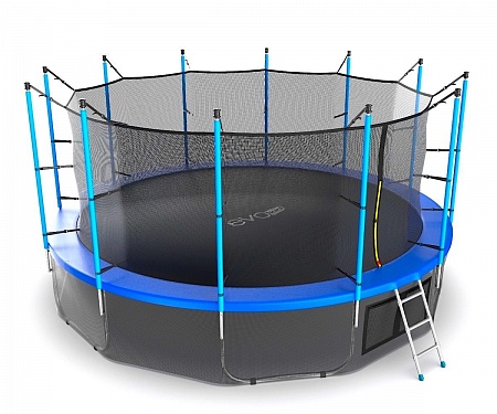 EVO JUMP Internal 16ft (Blue) + Lower net. Батут с внутренней сеткой и лестницей, диаметр 16ft (синий) + нижняя сеть